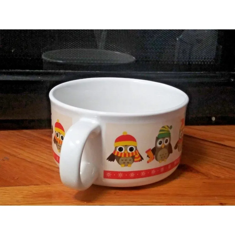 Old Time Pottery Owl Soup bowl/appetizer/cereal/snack bowl with handles, ceramic